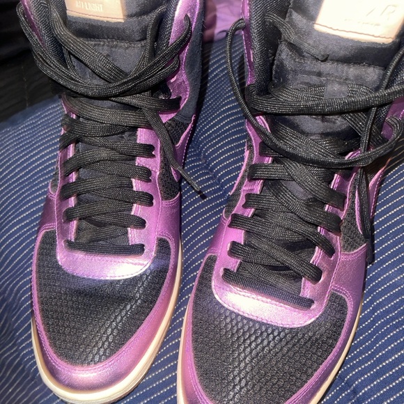 Nike High-Top Sneakers in Metallic Purple and Black Size 9 - Picture 1 of 10